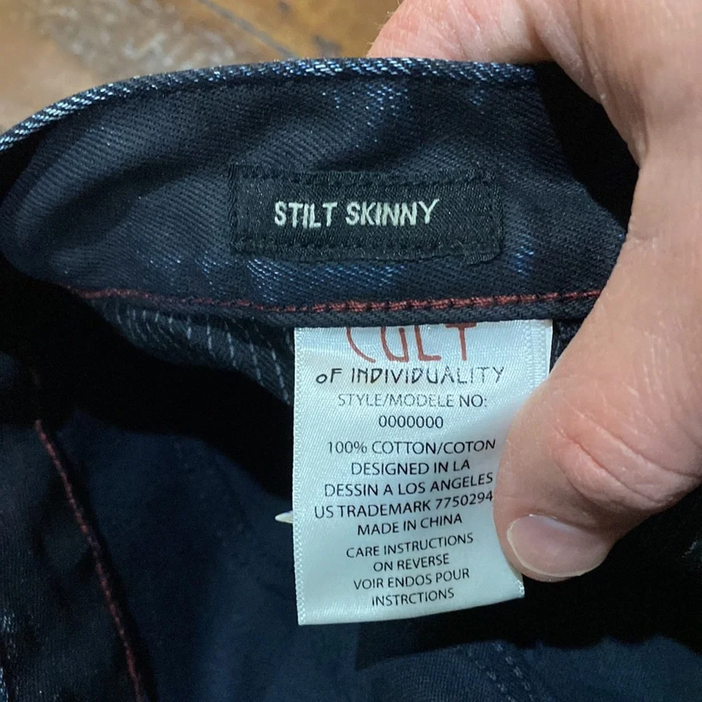 NWT Cult of Individuality Sample Stilt Skinny Blue/Black Waxed Denim Jeans #C192
